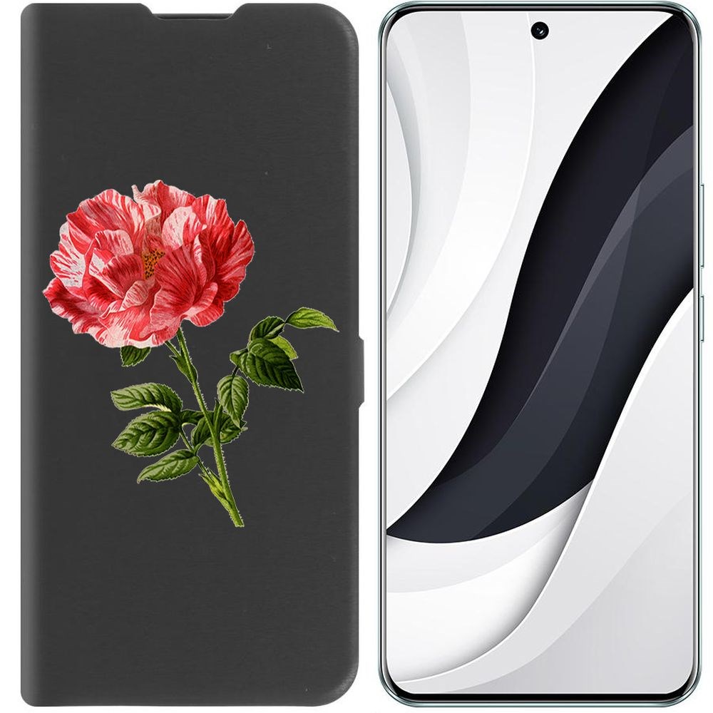

Чехол-книжка Krutoff Eco Book для Honor 90 Рисованная роза (черный)