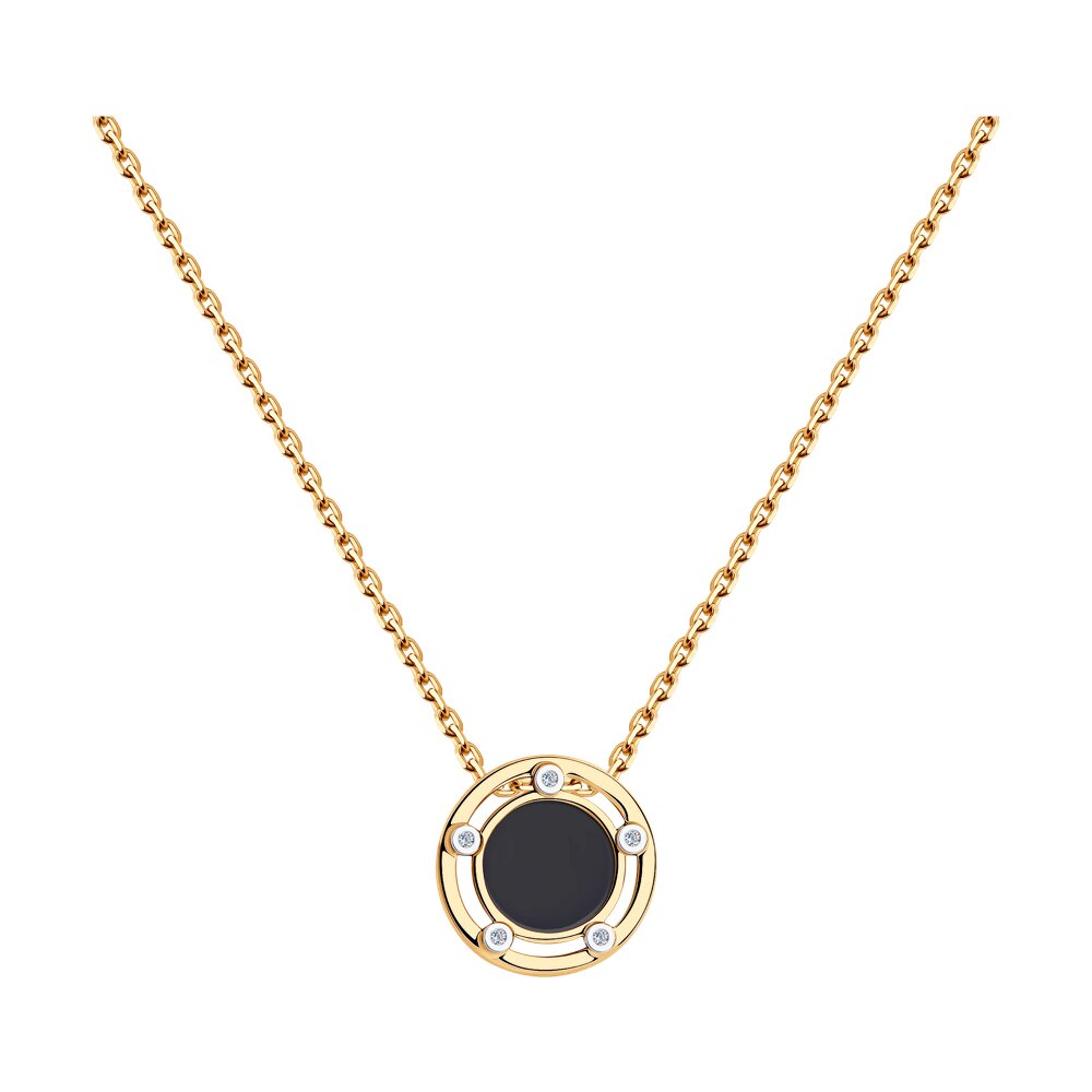 

Колье из серебра с фианитом/эмалью 40 см Diamant 93-170-01598-1, 93-170-01598-1