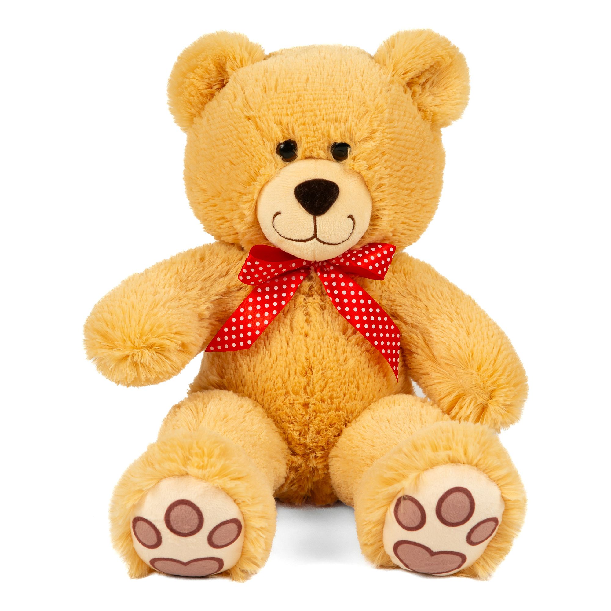 Мягкая игрушка Медведь плюшевый ONE TWO FUN бежевый цвет с бантом 50 см