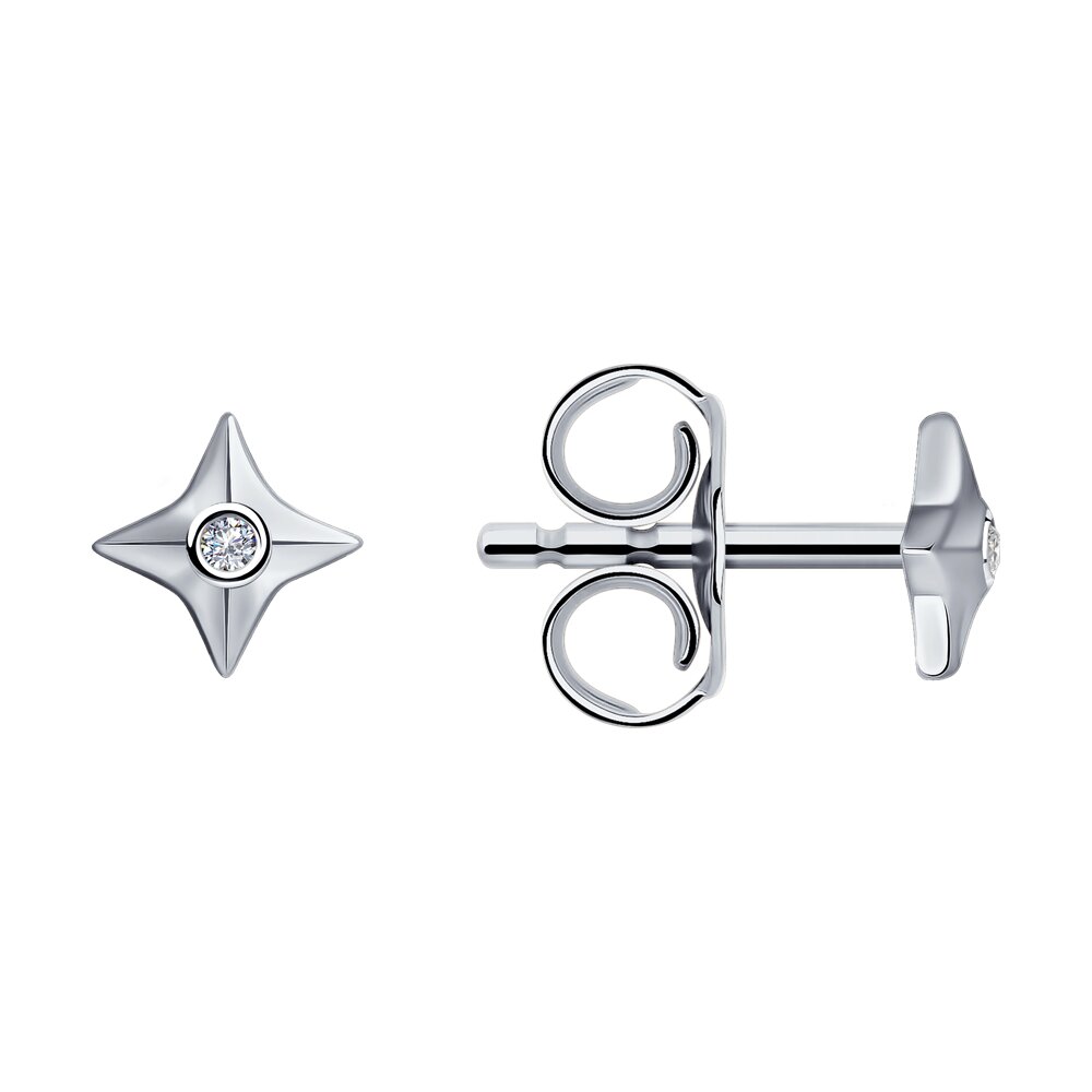 

Серьги пусеты из серебра SKLV 87020095, бриллиант, 87020095