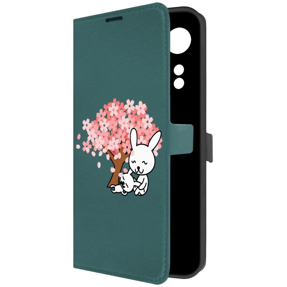 

Чехол-книжка Krutoff Eco Book для Oppo A58 4G Кролики (зелёный опал), Зеленый