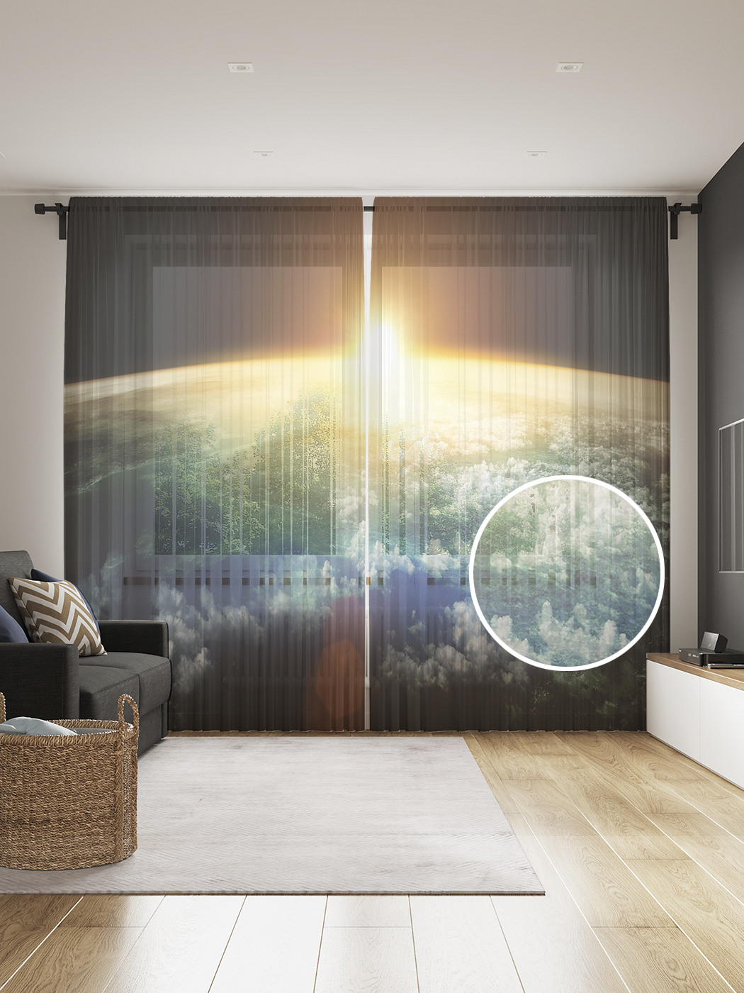 

Фототюль JoyArty "Утренний взлет", 145x265см (2 полотна со шторной лентой + 50 крючков), Утренний взлет