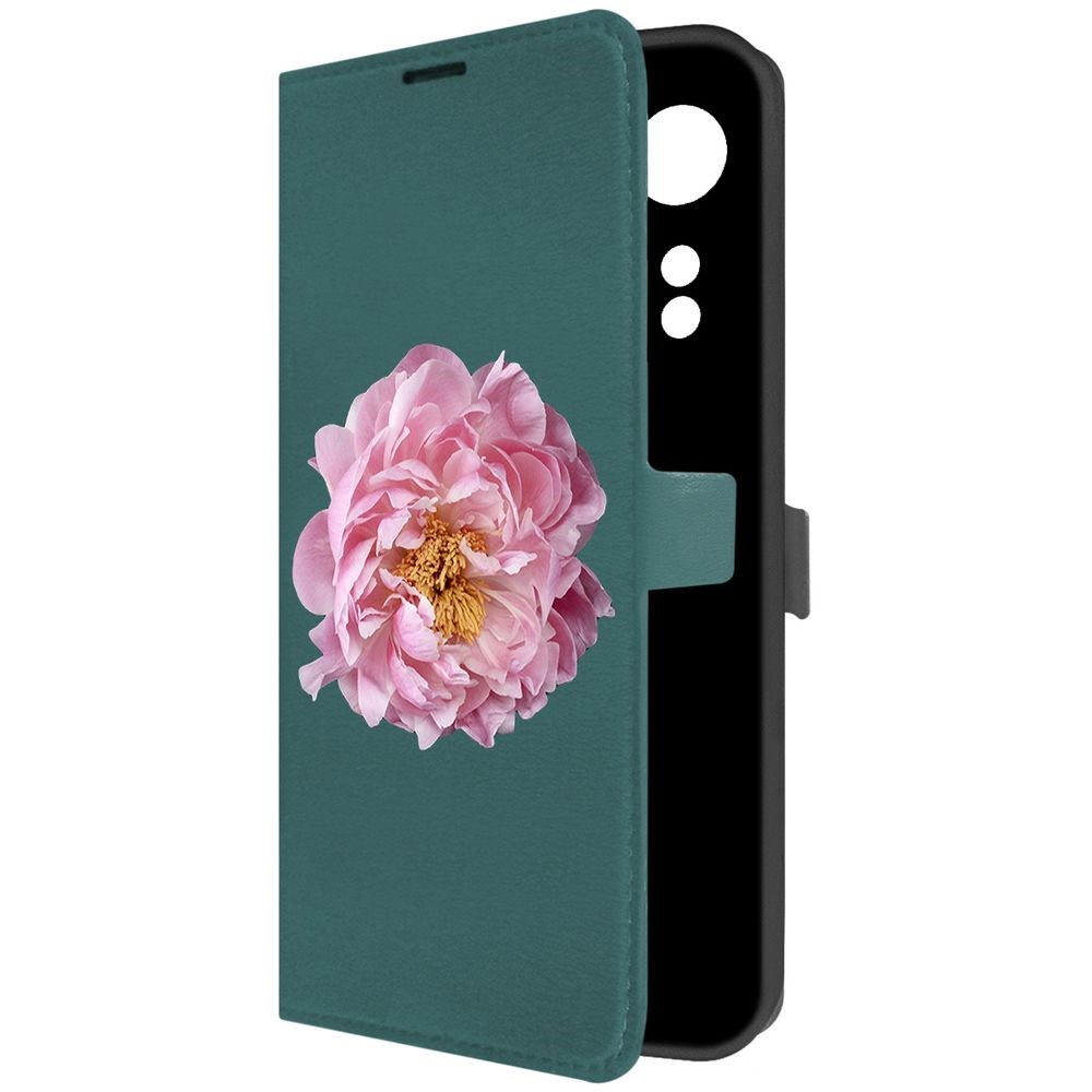 

Чехол-книжка Krutoff Eco Book для Oppo A58 4G Розовый пион (зелёный опал), Зеленый