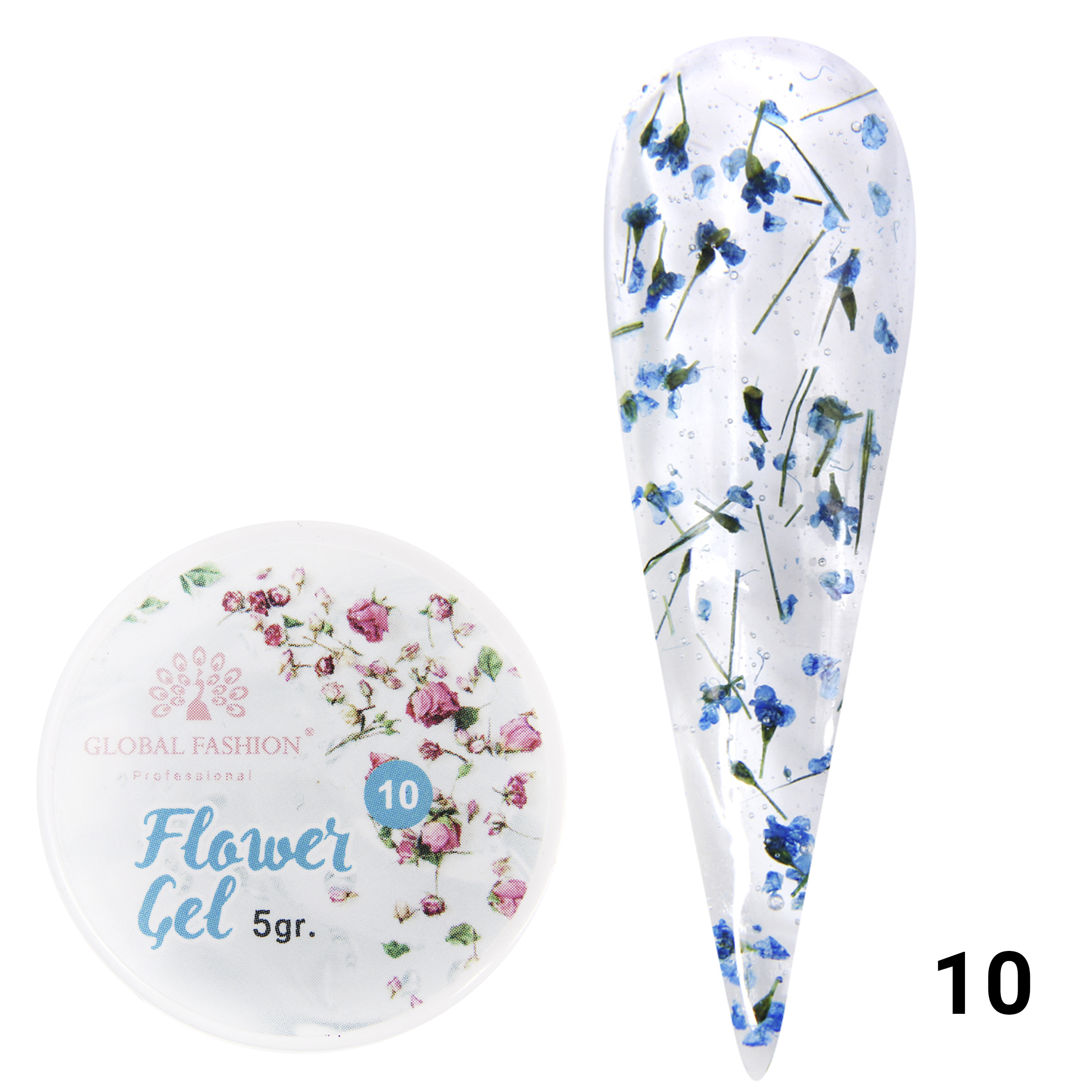 Гель с сухоцветами Global Fashion 5 г, Flower Gel 10 одинарная миска для собак tarhong flower fields меламин голубой 0 95 л