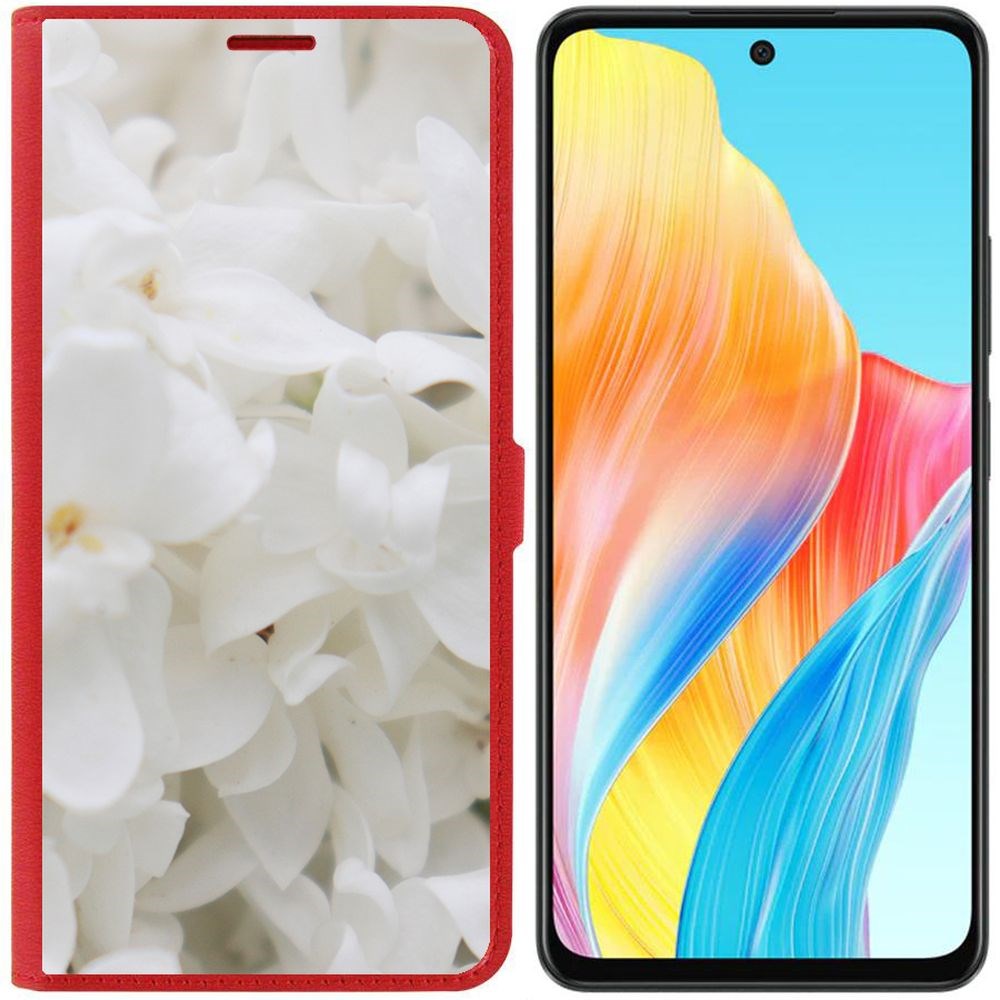 

Чехол-книжка Krutoff Eco Book для Oppo A58 4G Белые лилии (красный)