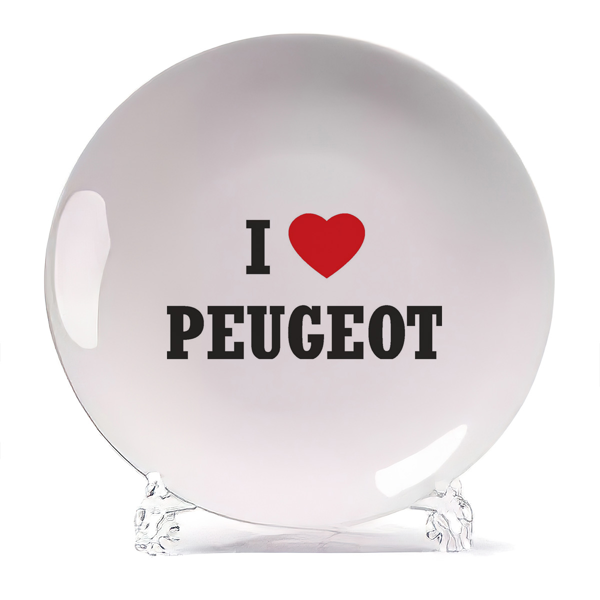 

Декоративная тарелка CoolPodarok I love Peugeot 21x21 см, Авто. I love Peugeot