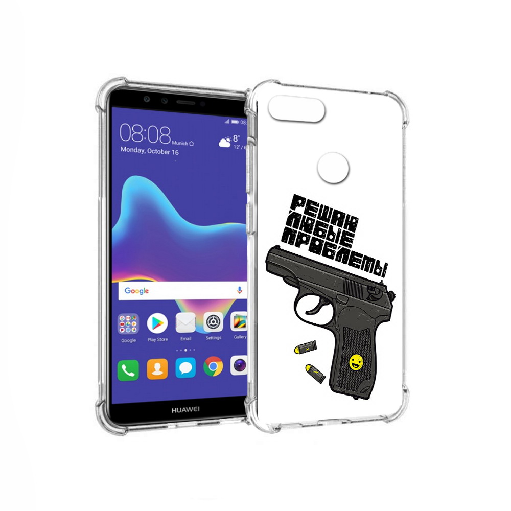 

Чехол MyPads Tocco для Huawei Enjoy 8 Plus пистолет против проблем (PT108787.33.542), Прозрачный, Tocco