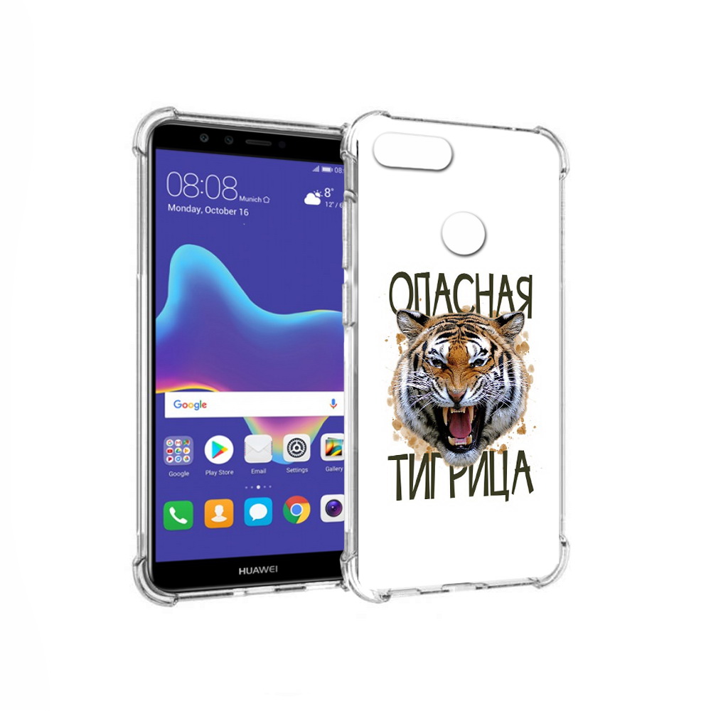

Чехол MyPads Tocco для Huawei Enjoy 8 Plus опасная тигрица (PT108787.33.527), Прозрачный, Tocco