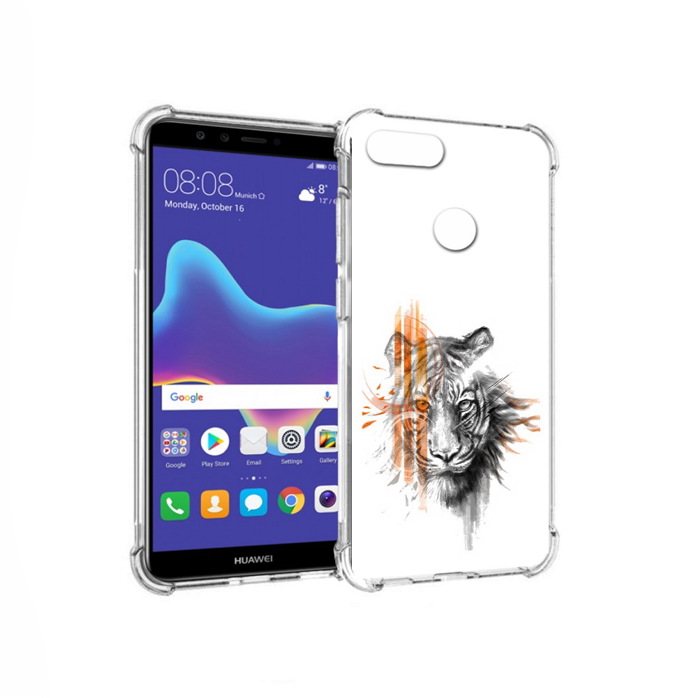 

Чехол MyPads Tocco для Huawei Enjoy 8 Plus огненный тигр (PT108787.33.526), Прозрачный, Tocco