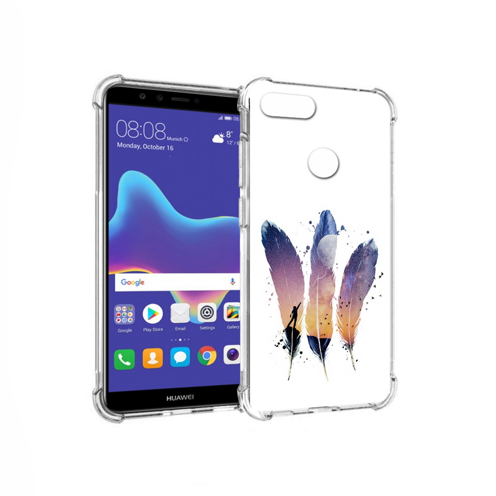

Чехол MyPads Tocco для Huawei Enjoy 8 Plus небесные перья (PT108787.33.519), Прозрачный, Tocco