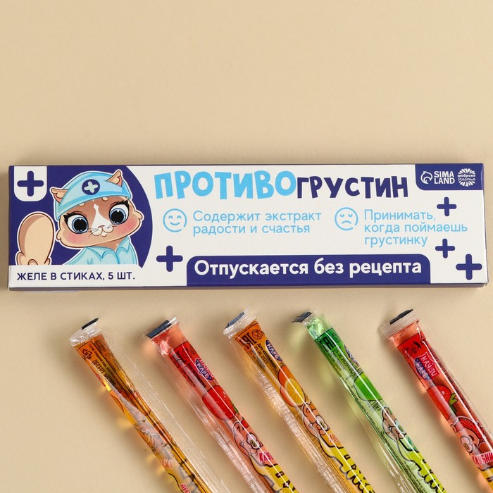 

Желе-стик Фабрика счастья в коробке Противогрустин, 5 шт х 10 мл