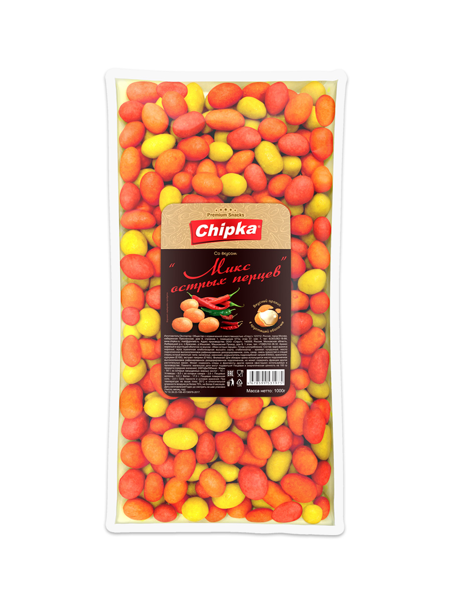 Арахис Postmart жареный в хрустящей корочке Микс острых перцев, 1000 г