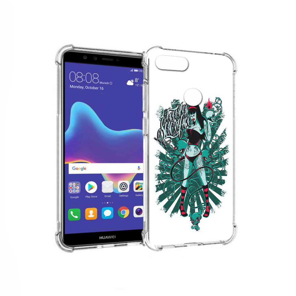 

Чехол MyPads Tocco для Huawei Enjoy 8 Plus нарисованная девушка в татуировках, Прозрачный, Tocco