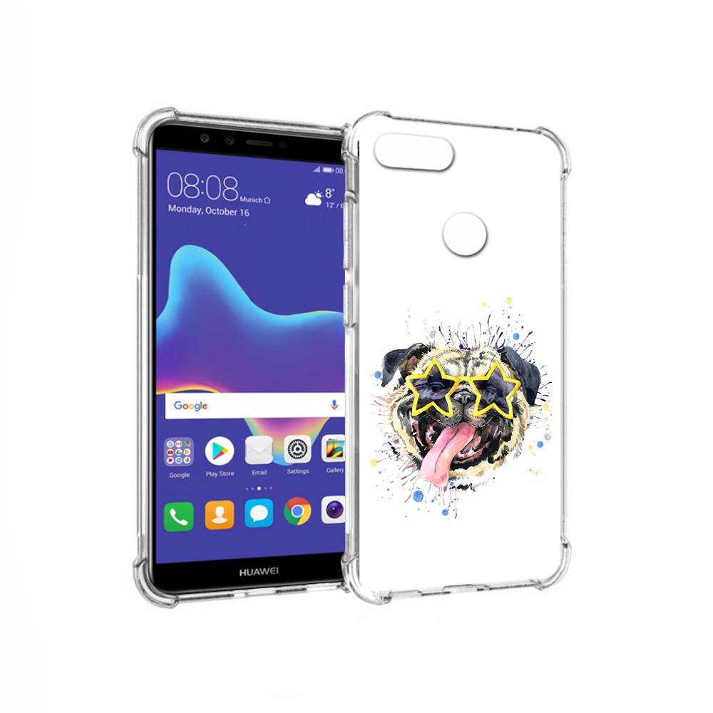 

Чехол MyPads Tocco для Huawei Enjoy 8 Plus мопс боксер (PT108787.33.482), Прозрачный, Tocco