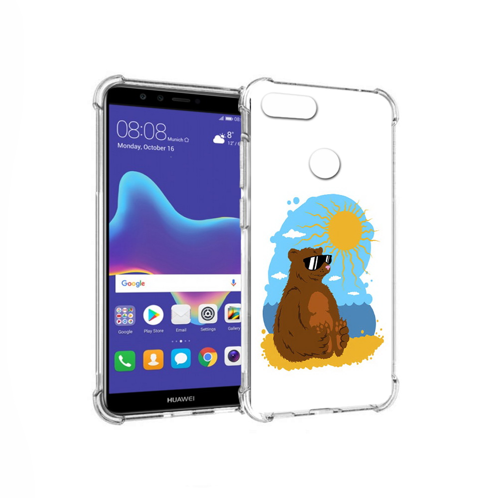 

Чехол MyPads Tocco для Huawei Enjoy 8 Plus медведь на чиле (PT108787.33.468), Прозрачный, Tocco