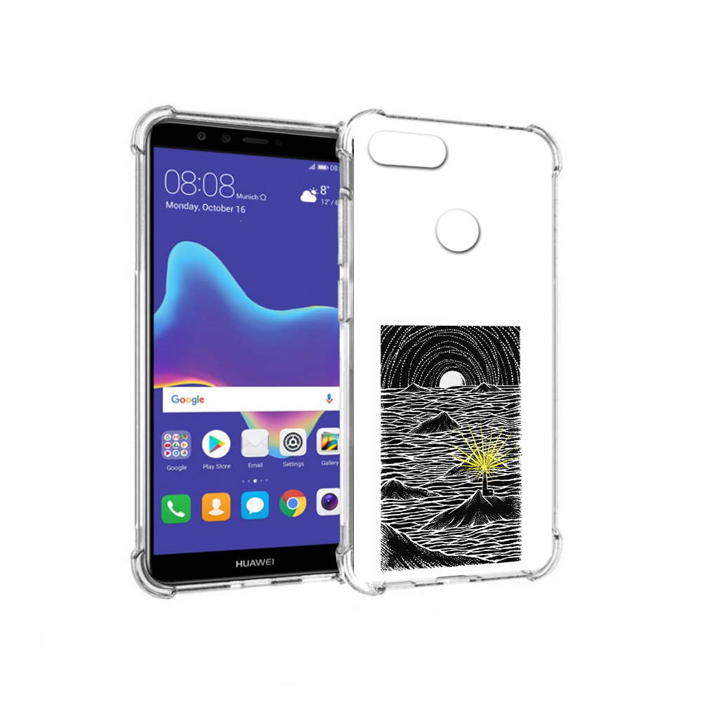 

Чехол MyPads Tocco для Huawei Enjoy 8 Plus маяк в черно белом море (PT108787.33.460), Прозрачный, Tocco
