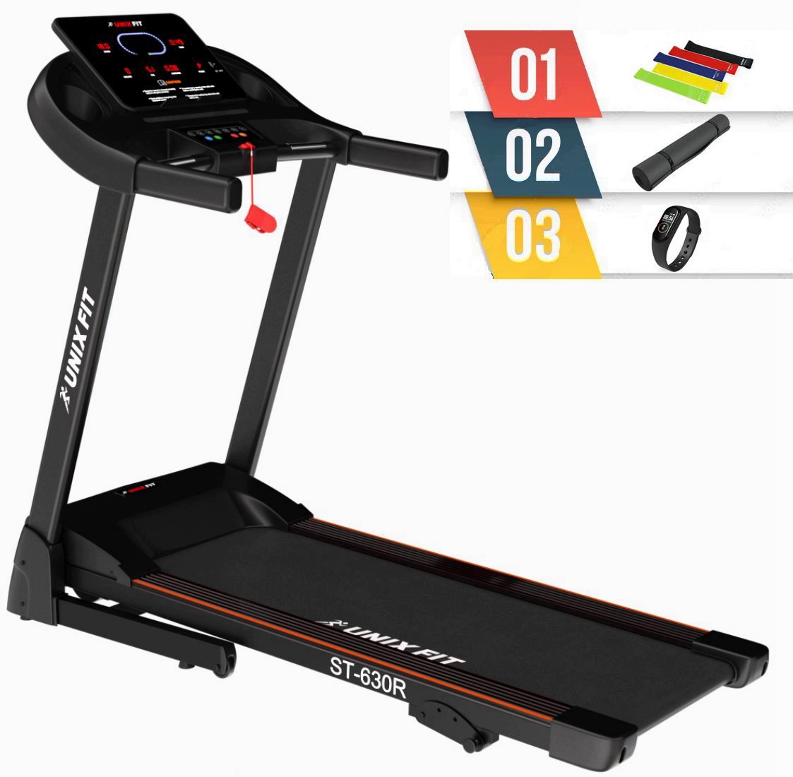 Беговая дорожка UNIXFIT ST-630R Black + набор для фитнеса