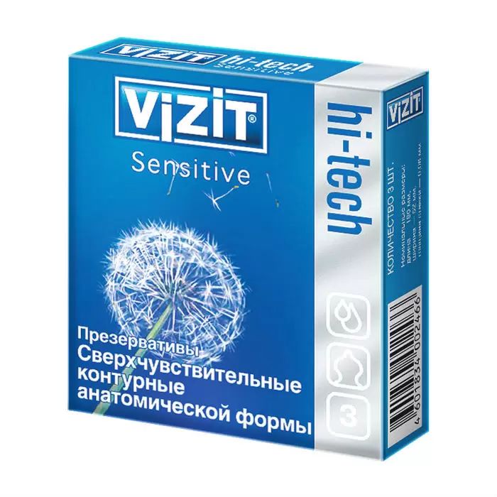 Презервативы Vizit Hi-Tech Sensitive 3 шт. прозрачный