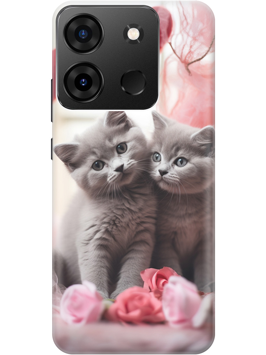 

Силиконовый чехол на Infinix Smart 7 Plus с рисунком "Котики и сердечки", Красный;серый, 20000073
