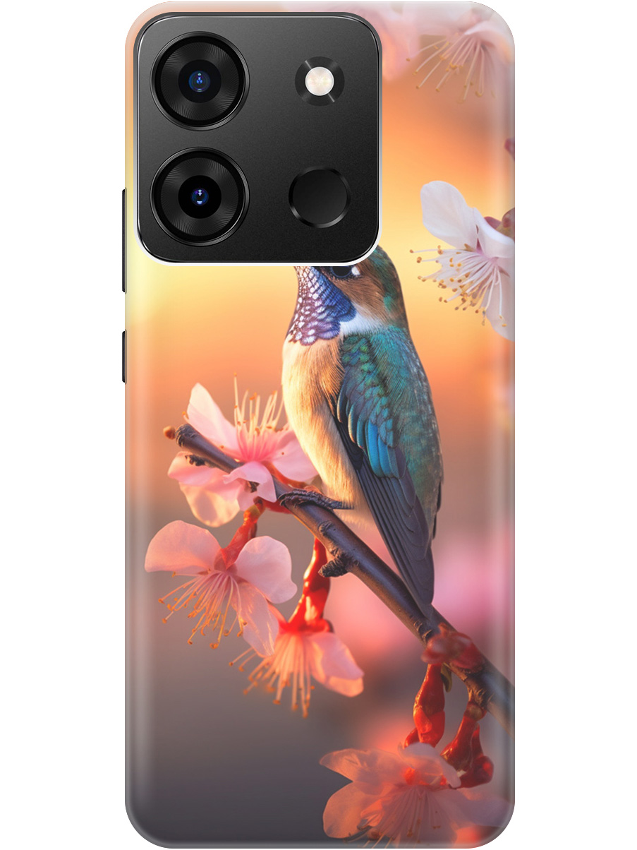 

Силиконовый чехол на Infinix Smart 7 Plus с рисунком "Птичка и закат", Желтый;красный, 20000073