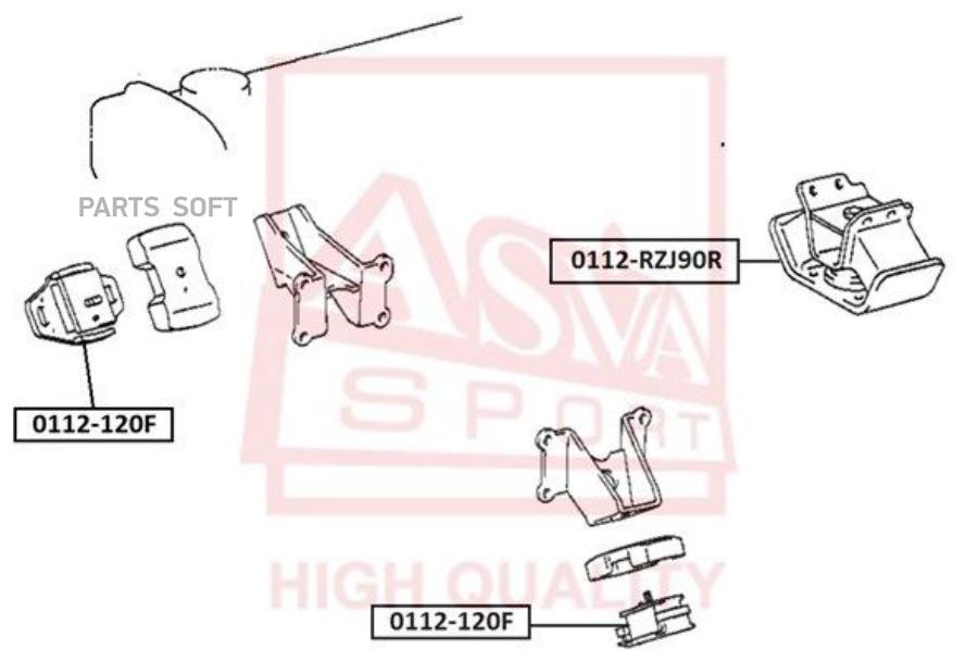 

ASVA 0112-RZJ90R Подушка двигателя задняя 1шт