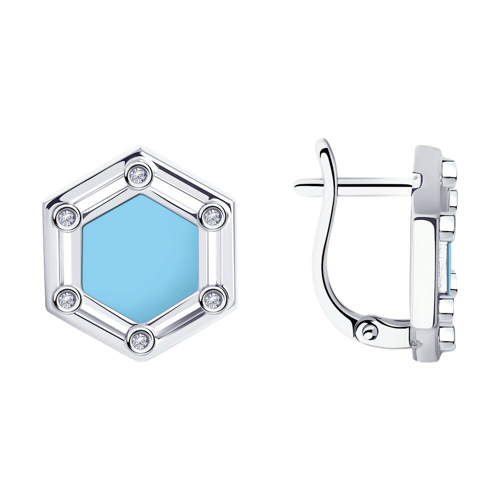 

Серьги из серебра с эмалью, фианитом Diamant 94-120-01591-1, 94-120-01591-1