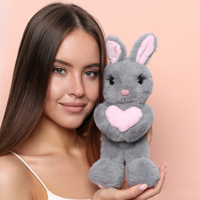 фото Мягкая игрушка milo toys зайка luna с сердцем, 30 см