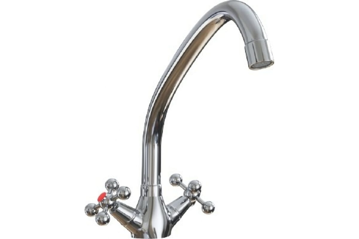 

Смеситель для кухни 1/2 кер. MIXLINE ML07-032 высокий излив без подводки, Серебристый