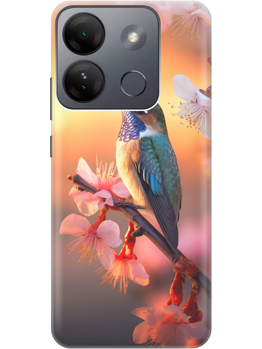 

Силиконовый чехол на Infinix Smart 7 HD с рисунком "Птичка и закат", Желтый;красный, 20000208