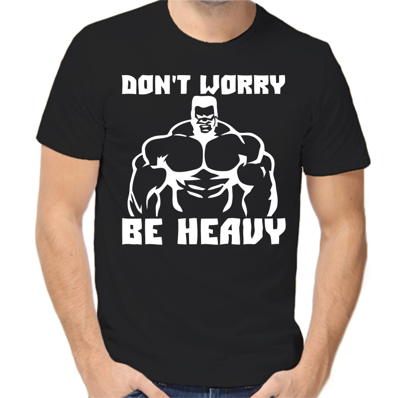 

Футболка мужская черная 48 р-р dont worry be heavy, Черный, fm_dont_worry