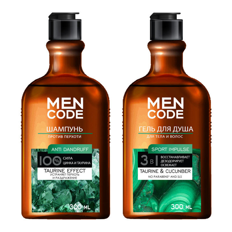 Набор Men Code Шампунь Anti-dandruff Против Перхоти 300мл Men Code Гель Для Душа Sport 439₽