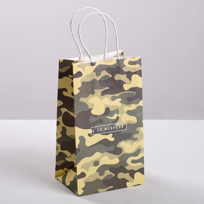 

Пакет подарочный Дарите счастье С 23 февраля, 21х12х9см, Разноцветный