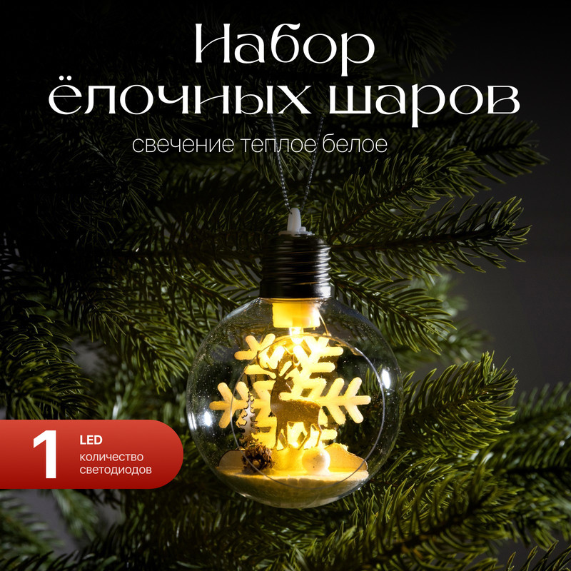 

Шар на ель Luazon Lighting Снежный пейзаж 9594235 1 шт. прозрачный, Снежный пейзаж