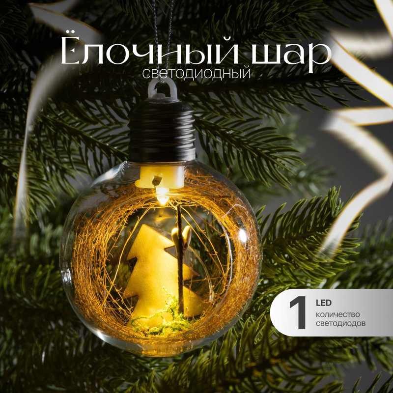 Шар на ель Luazon Lighting Елка 9594237 1 шт прозрачный 570₽