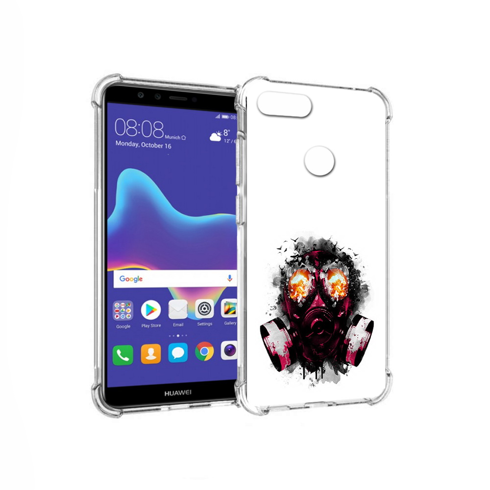 

Чехол MyPads Tocco для Huawei Enjoy 8 Plus красный противогаз (PT108787.33.412), Прозрачный, Tocco