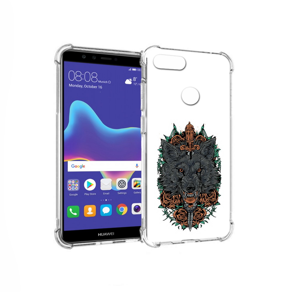 

Чехол MyPads Tocco для Huawei Enjoy 8 Plus красивый злой волк (PT108787.33.409), Прозрачный, Tocco