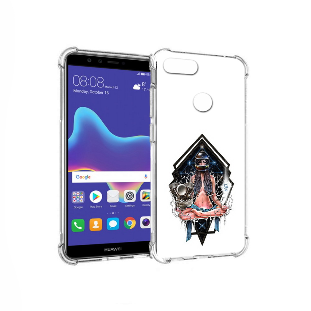 

Чехол MyPads Tocco для Huawei Enjoy 8 Plus красивая девушка в шлеме (PT108787.33.406), Прозрачный, Tocco