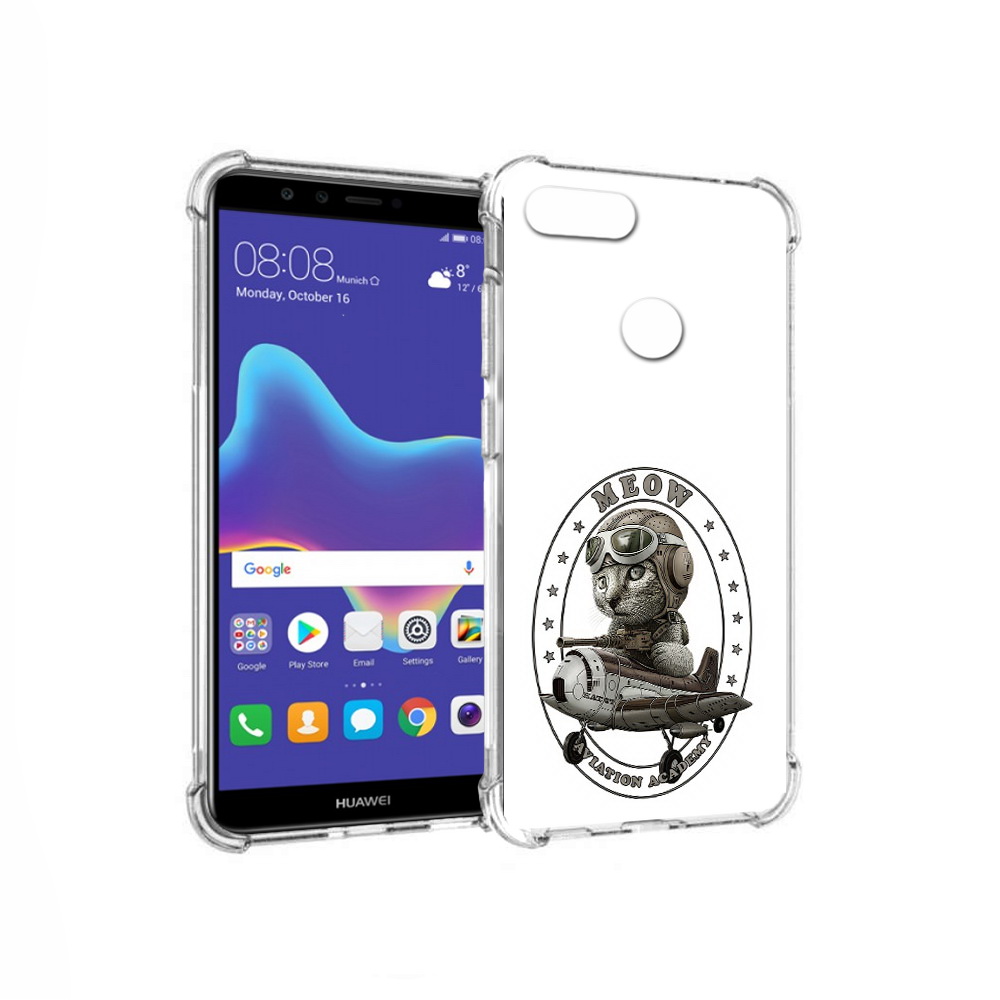 

Чехол MyPads Tocco для Huawei Enjoy 8 Plus кот в самолете (PT108787.33.395), Прозрачный, Tocco