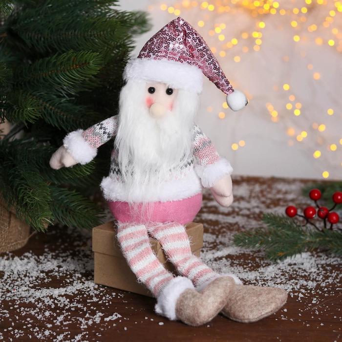 фото Мягкая игрушка зимнее волшебство дед мороз в розой шапочке-длинные ножки 11х37 см