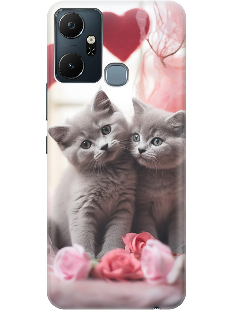

Силиконовый чехол на Infinix Smart 6 Plus с рисунком "Котики и сердечки", Красный;серый, 20000390