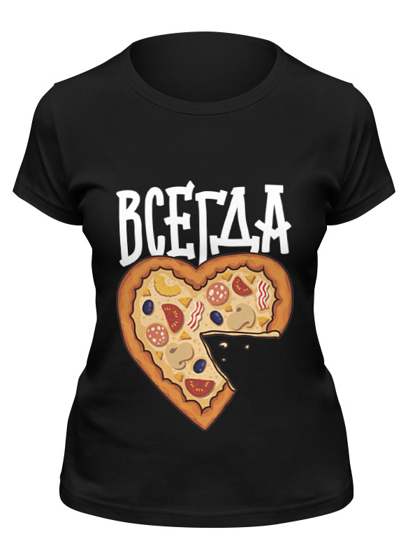 

Футболка женская Printio Мышь и пицца. парные футболки. черная 2XL, Черный, Мышь и пицца. парные футболки.