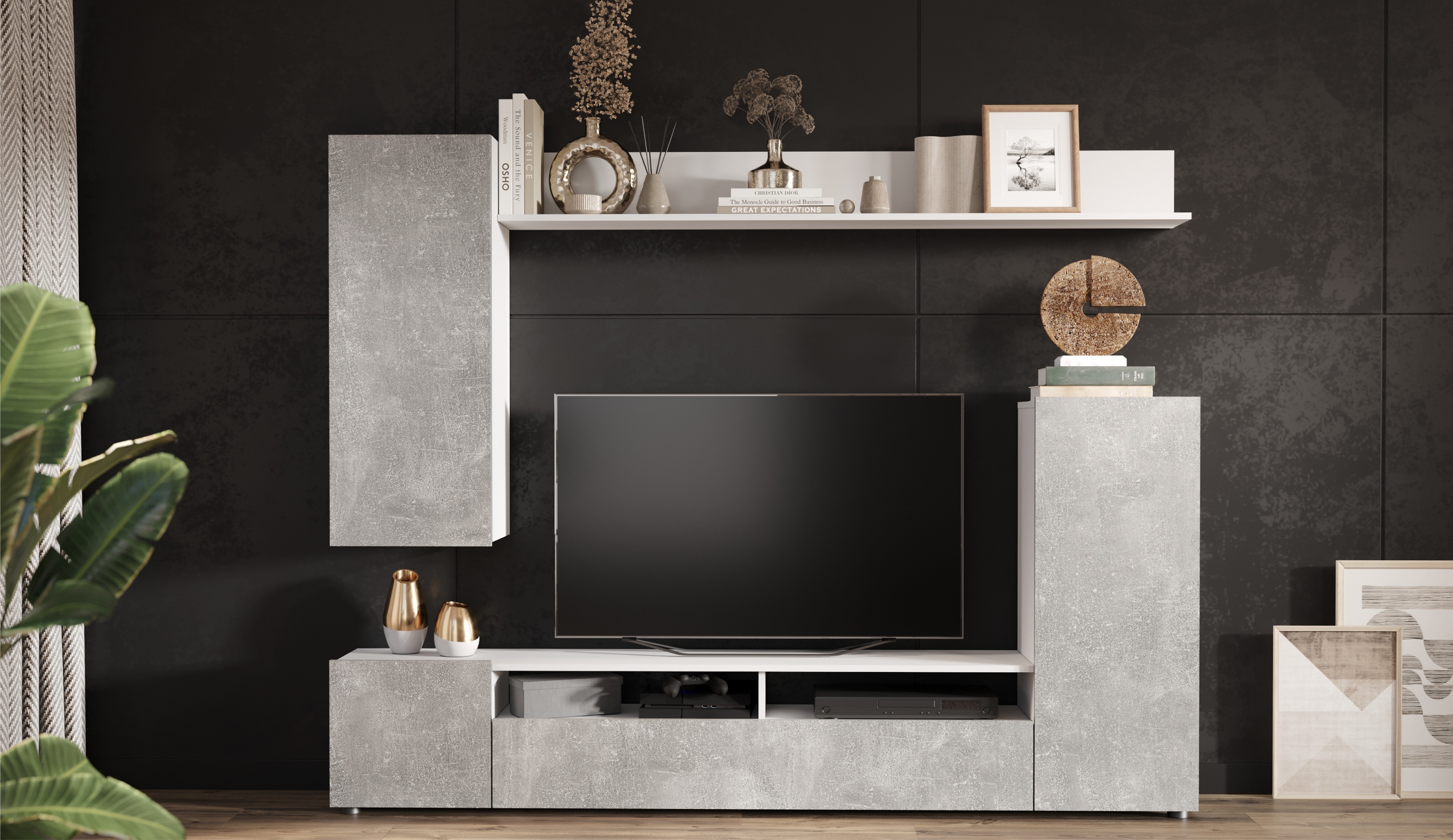 

Стенка Нео ЛДСП, ЛДСП, Белый жемчуг, Ателье светлый