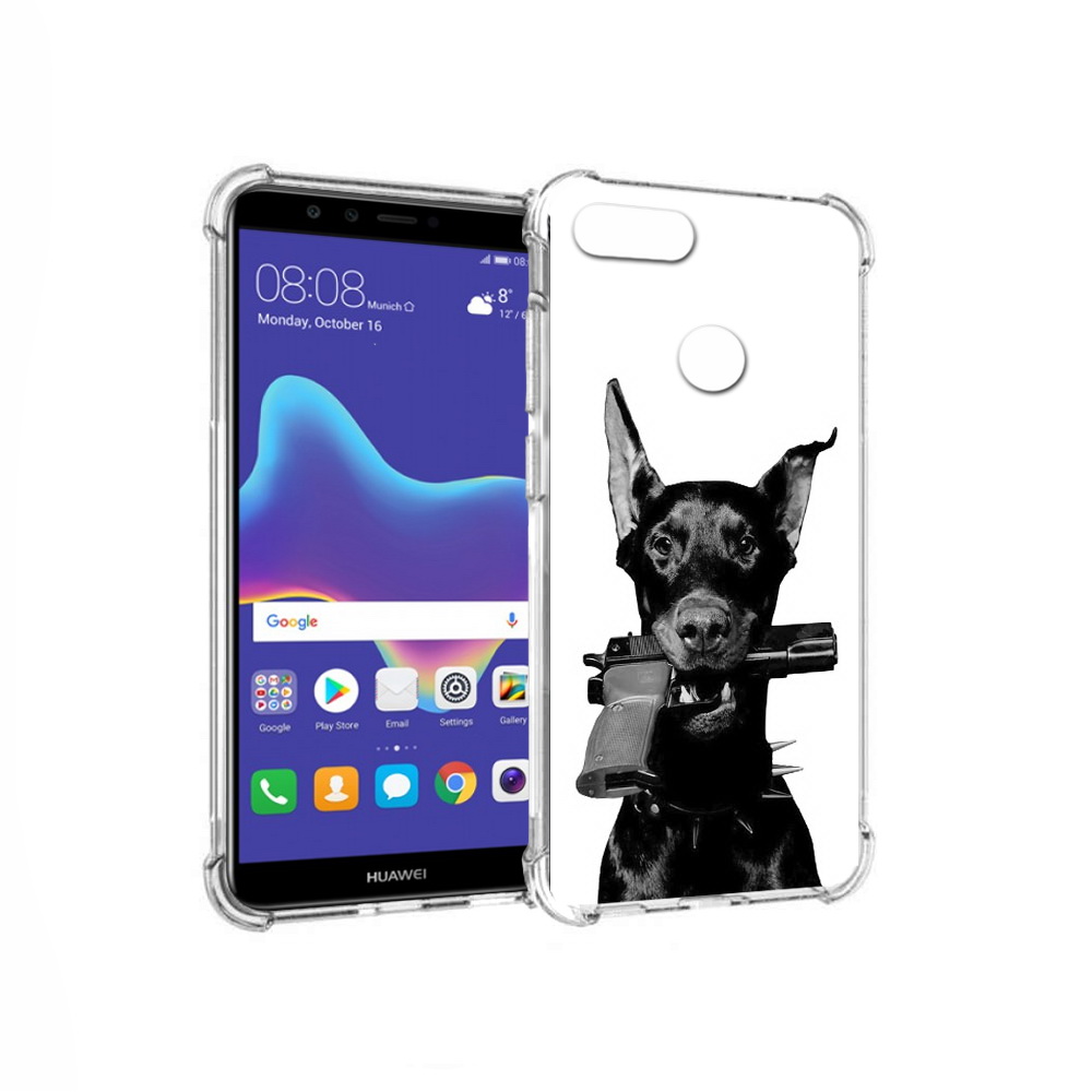 Чехол MyPads Tocco для Huawei Enjoy 8 Plus доберман с пистолетом (PT108787.33.331)