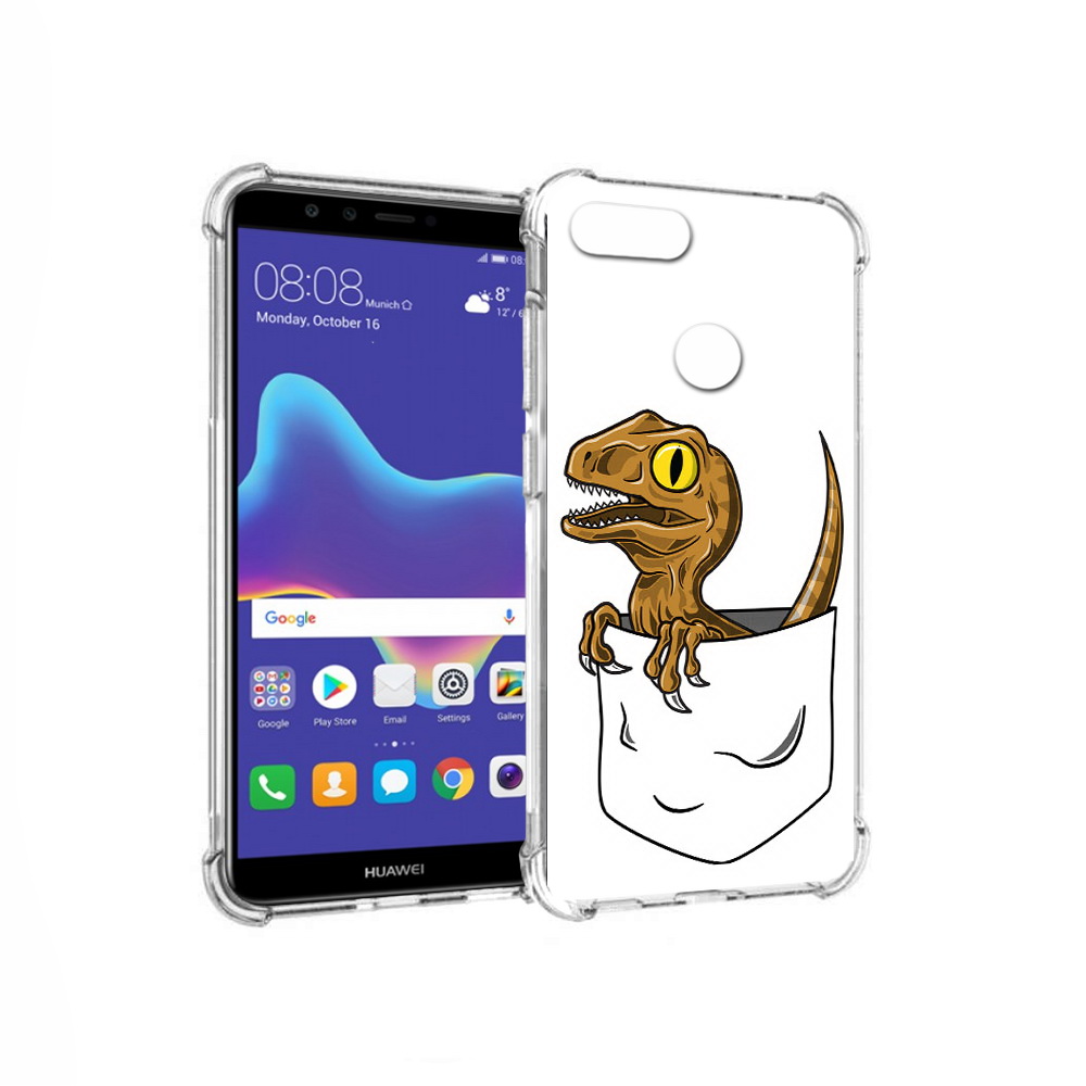 

Чехол MyPads Tocco для Huawei Enjoy 8 Plus динозавр в кармане (PT108787.33.327), Прозрачный, Tocco