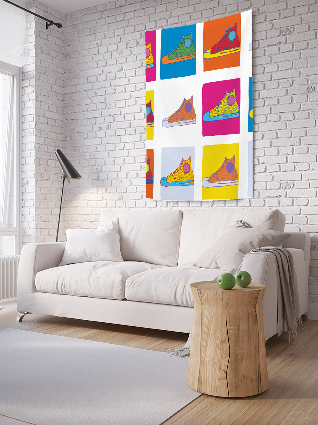фото Вертикальное фотопанно на стену joyarty "разноцветные кеды", 150x200 см