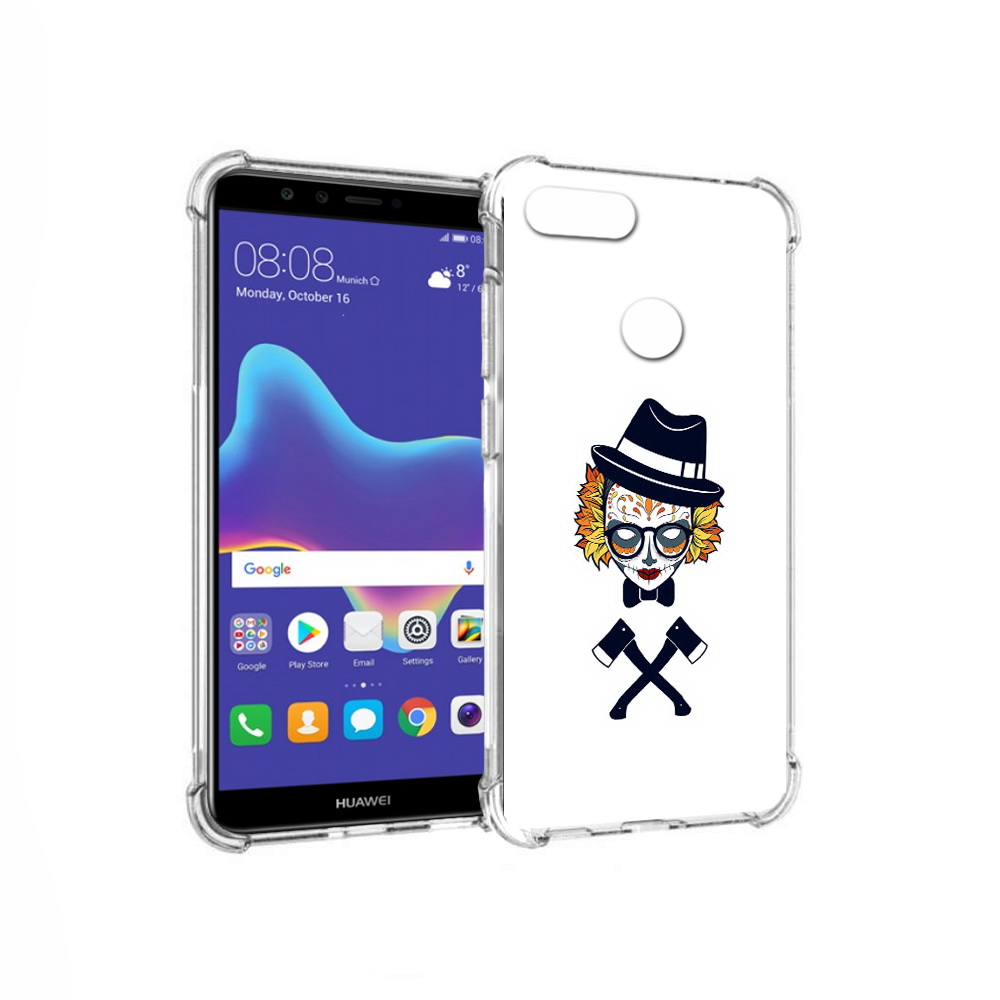 Чехол MyPads Tocco для Huawei Enjoy 8 Plus девушка в маске с топорами рисунок
