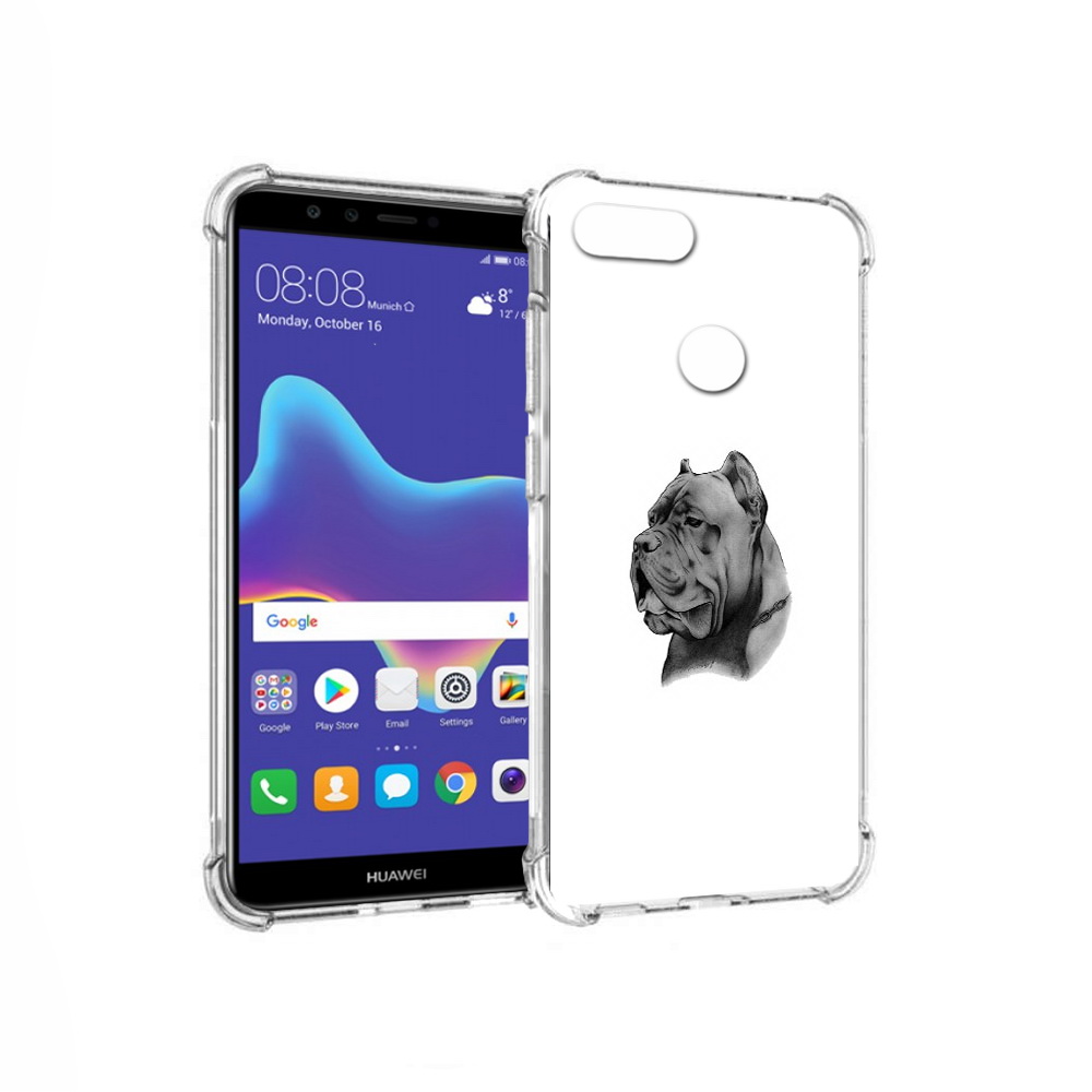 

Чехол MyPads Tocco для Huawei Enjoy 8 Plus грозный бульдог (PT108787.33.300), Прозрачный, Tocco
