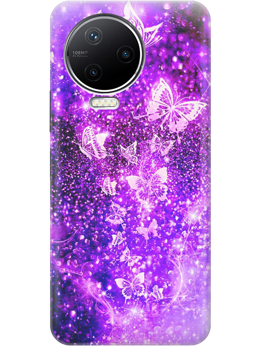 

Силиконовый чехол на Infinix Note 12 Pro с рисунком "Фиолетовые бабочки", Фиолетовый;черный, 20000168
