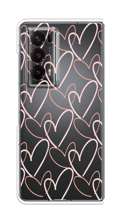 

Чехол на Honor Magic V2 "Узор из сердечек", Розовый;бежевый, 6123550-1