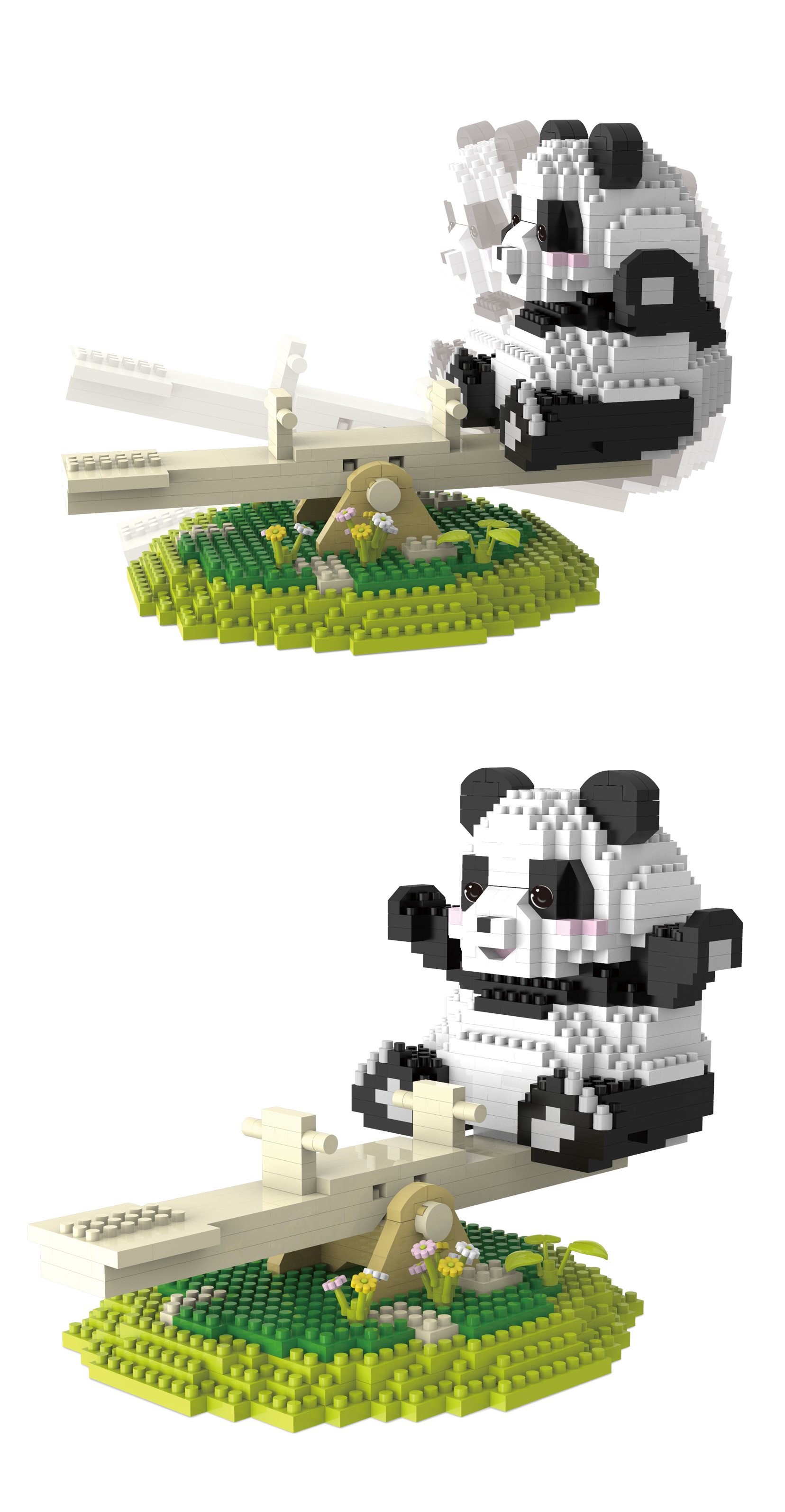 Конструктор 3Д из миниблоков RTOY Веселая панда, подвижные элементы 100 дет.